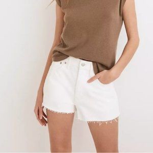 NWT Madewell Denim Jeans Relaxed Shorts Distressed Tile White Size 26
